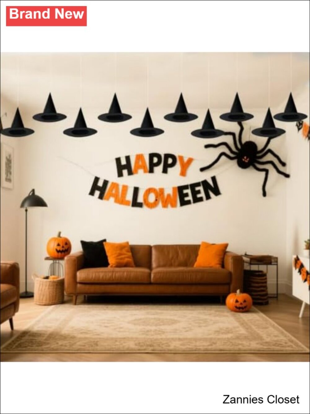 ๐ป 10Pc Hanging Witch Hat Set Oxford Fabric Halloween Decor Wizard Hats - Picture 4 of 6